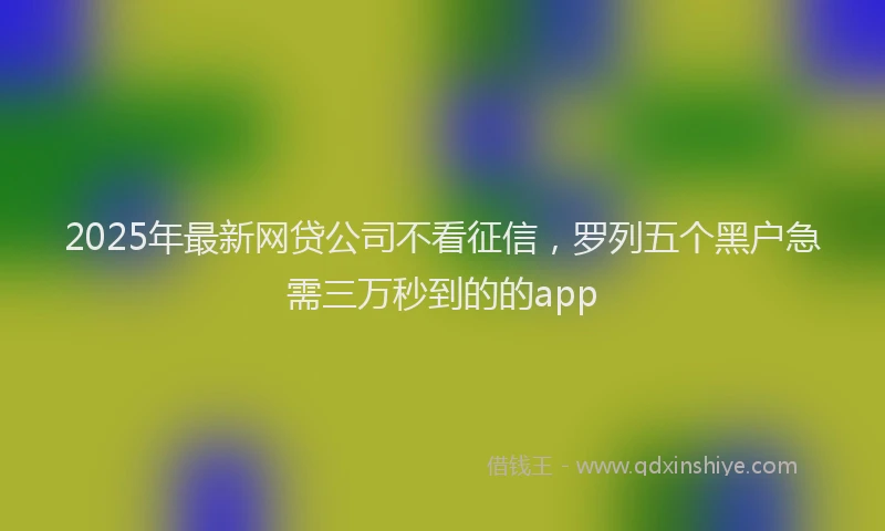 2025年最新网贷公司不看征信，罗列五个黑户急需三万秒到的的app