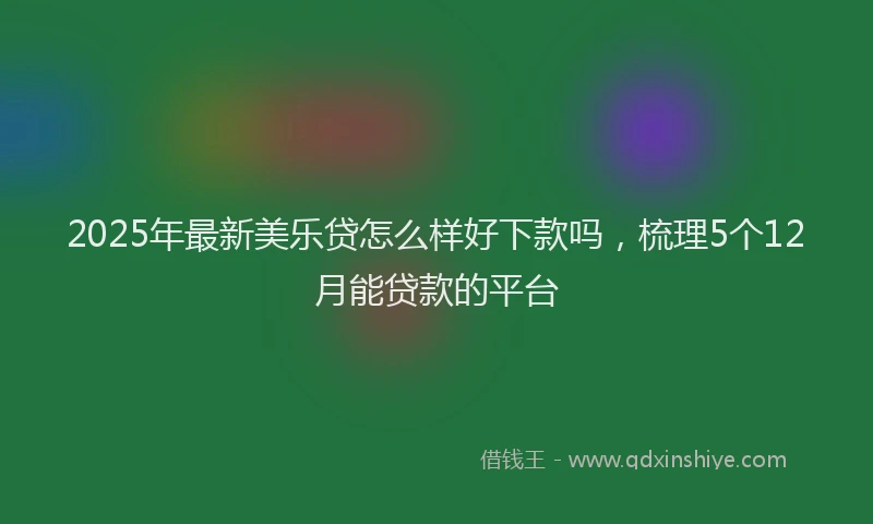 2025年最新美乐贷怎么样好下款吗，梳理5个12月能贷款的平台