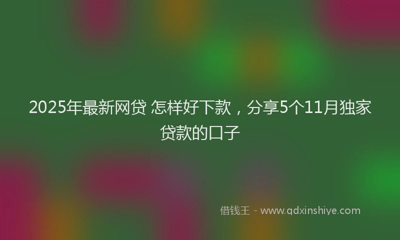 2025年最新网贷 怎样好下款，分享5个11月独家贷款的口子