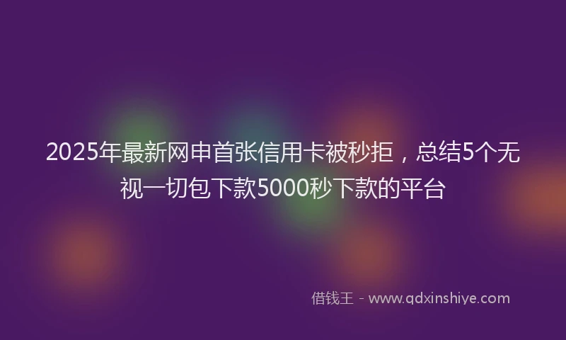 2025年最新网申首张信用卡被秒拒，总结5个无视一切包下款5000秒下款的平台