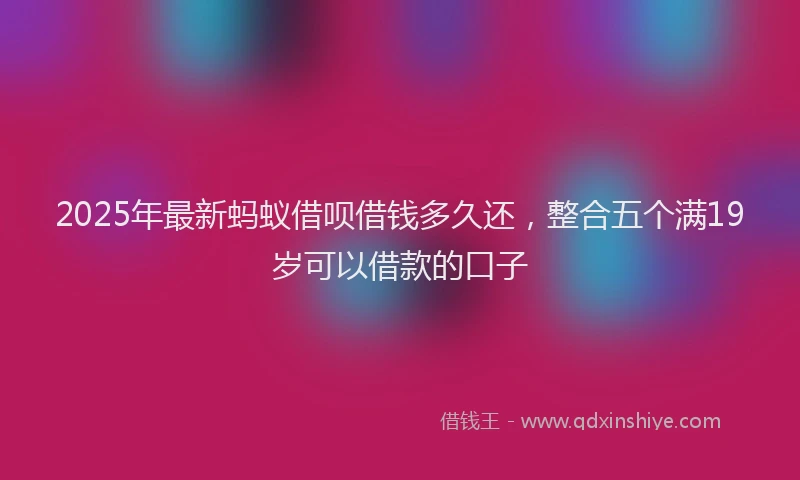 2025年最新蚂蚁借呗借钱多久还，整合五个满19岁可以借款的口子