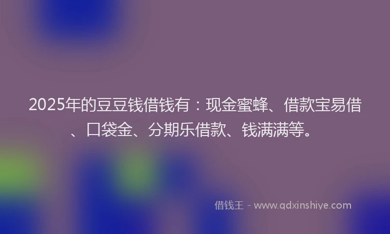 2025年的豆豆钱借钱有：现金蜜蜂、借款宝易借、口袋金、分期乐借款、钱满满等。