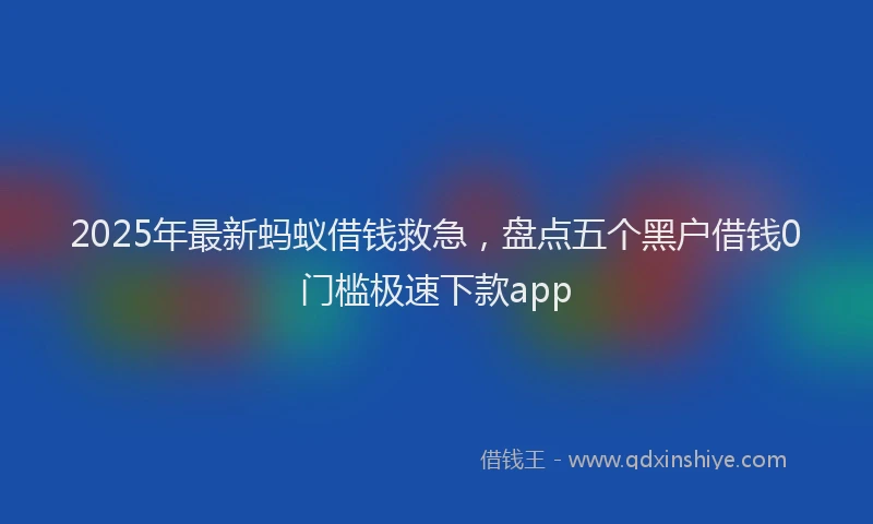 2025年最新蚂蚁借钱救急，盘点五个黑户借钱0门槛极速下款app