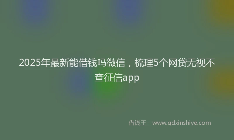 2025年最新能借钱吗微信，梳理5个网贷无视不查征信app