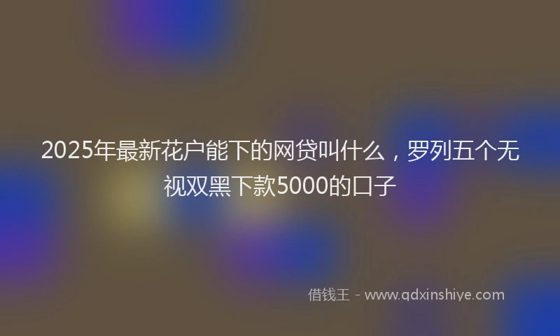 2025年最新花户能下的网贷叫什么,罗列五个无视双黑下款5000的口子