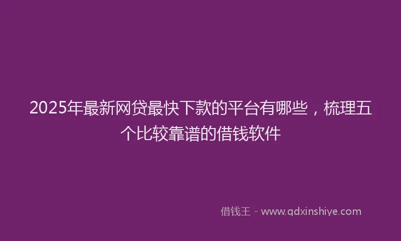 2025年最新网贷最快下款的平台有哪些，梳理五个比较靠谱的借钱软件