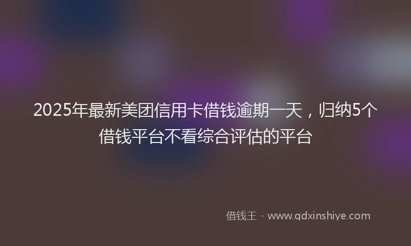 2025年最新美团信用卡借钱逾期一天，归纳5个借钱平台不看综合评估的平台