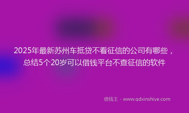 2025年最新苏州车抵贷不看征信的公司有哪些，总结5个20岁可以借钱平台不查征信的软件