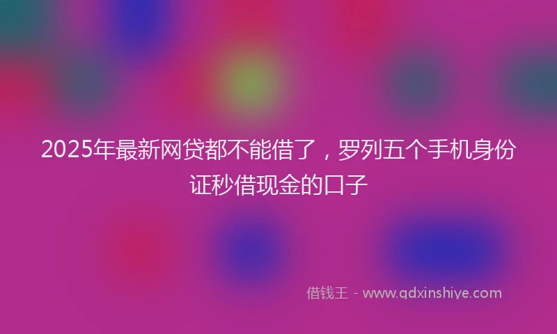 2025年最新网贷都不能借了，罗列五个手机身份证秒借现金的口子