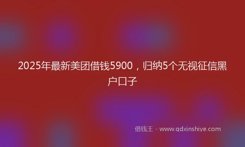 2025年最新美团借钱5900，归纳5个无视征信黑户口子