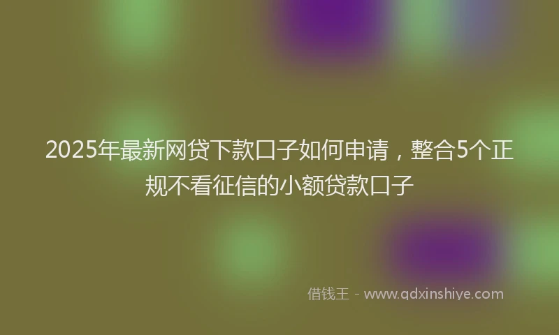 2025年最新网贷下款口子如何申请，整合5个正规不看征信的小额贷款口子