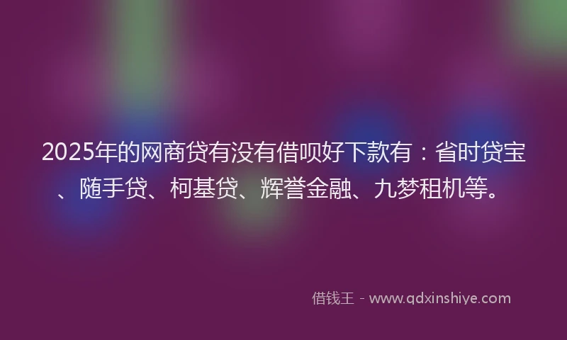 2025年的网商贷有没有借呗好下款有：省时贷宝、随手贷、柯基贷、辉誉金融、九梦租机等。