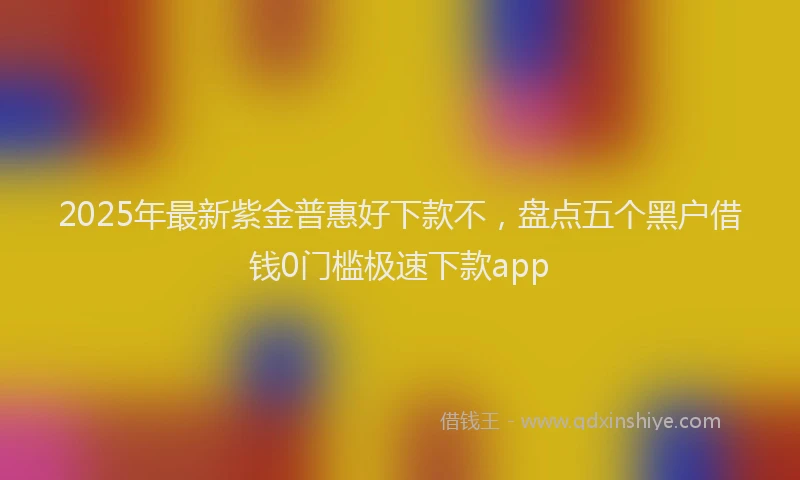 2025年最新紫金普惠好下款不，盘点五个黑户借钱0门槛极速下款app