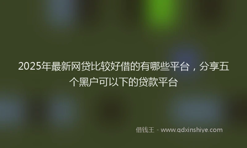 2025年最新网贷比较好借的有哪些平台，分享五个黑户可以下的贷款平台