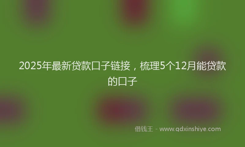 2025年最新贷款口子链接，梳理5个12月能贷款的口子
