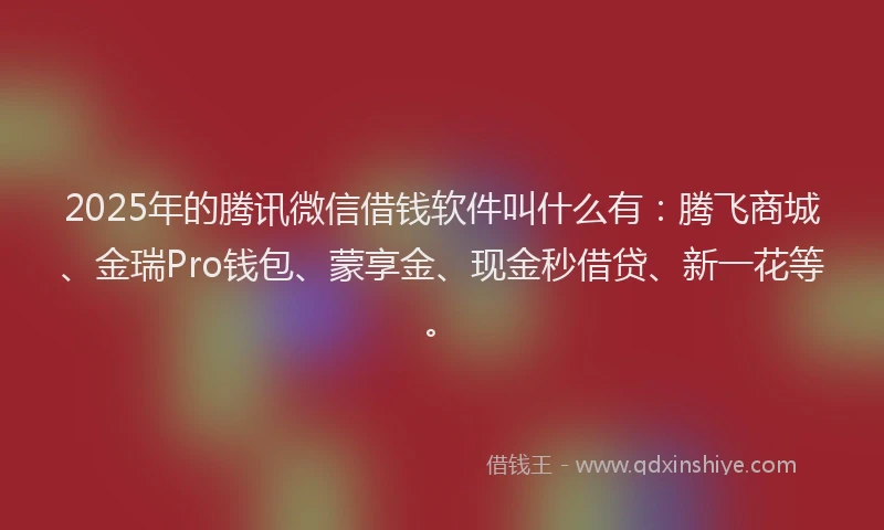 2025年的腾讯微信借钱软件叫什么有：腾飞商城、金瑞Pro钱包、蒙享金、现金秒借贷、新一花等。
