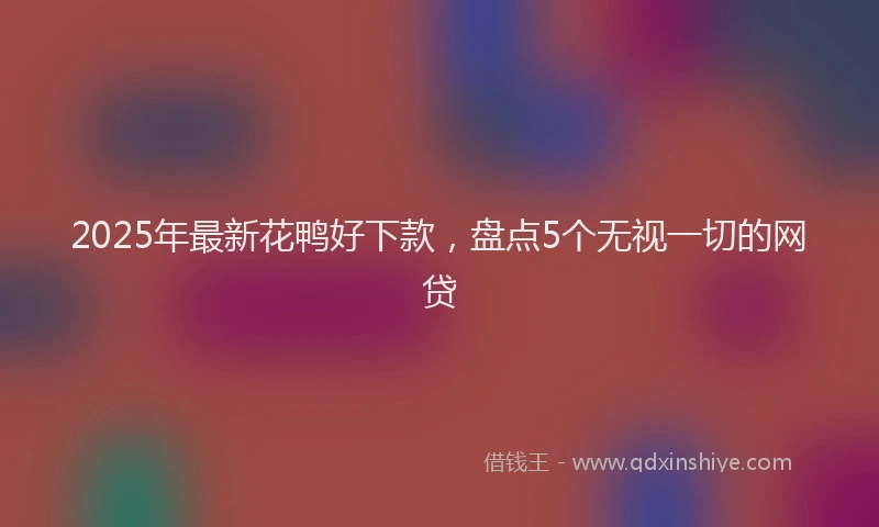 2025年最新花鸭好下款，盘点5个无视一切的网贷