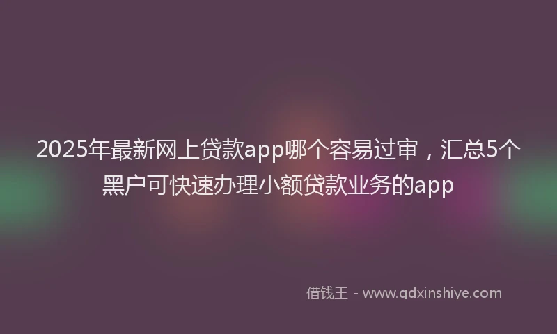 2025年最新网上贷款app哪个容易过审，汇总5个黑户可快速办理小额贷款业务的app