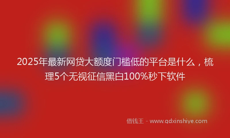2025年最新网贷大额度门槛低的平台是什么，梳理5个无视征信黑白100%秒下软件