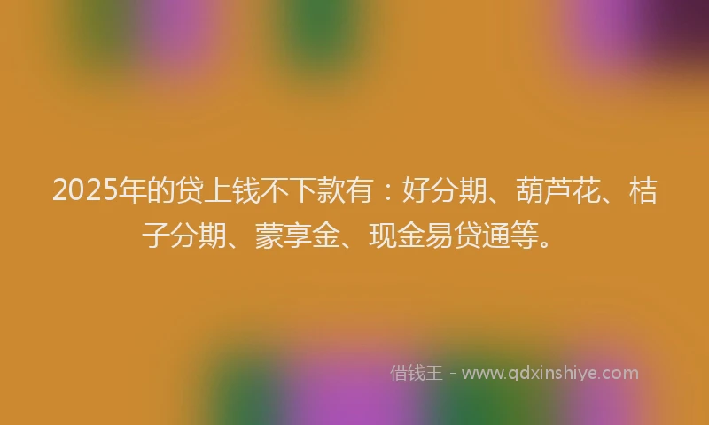 2025年的贷上钱不下款有：好分期、葫芦花、桔子分期、蒙享金、现金易贷通等。