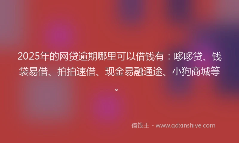 2025年的网贷逾期哪里可以借钱有：哆哆贷、钱袋易借、拍拍速借、现金易融通途、小狗商城等。