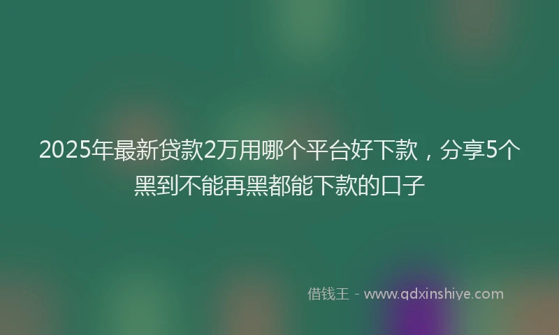 2025年最新贷款2万用哪个平台好下款，分享5个黑到不能再黑都能下款的口子
