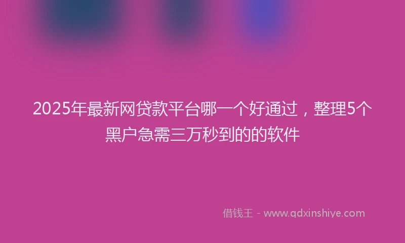 2025年最新网贷款平台哪一个好通过，整理5个黑户急需三万秒到的的软件