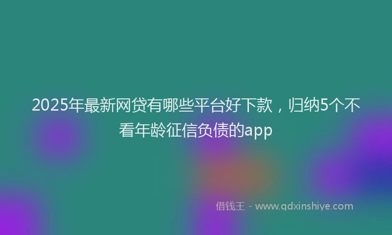 2025年最新网贷有哪些平台好下款，归纳5个不看年龄征信负债的app