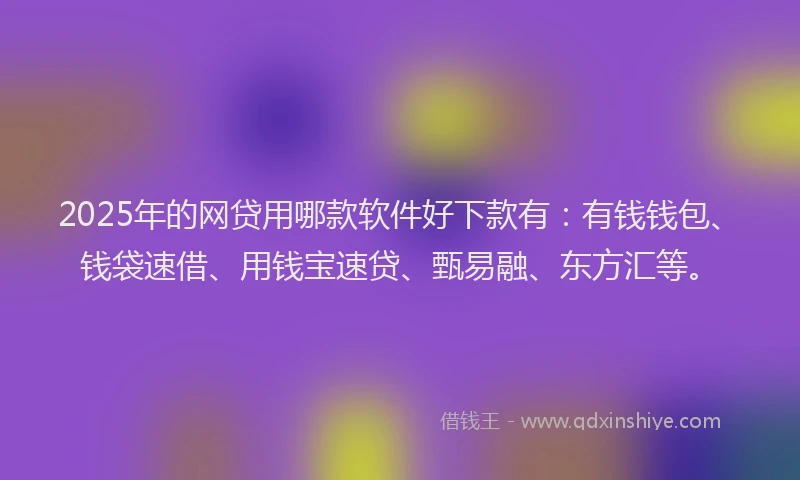 2025年的网贷用哪款软件好下款有：有钱钱包、钱袋速借、用钱宝速贷、甄易融、东方汇等。