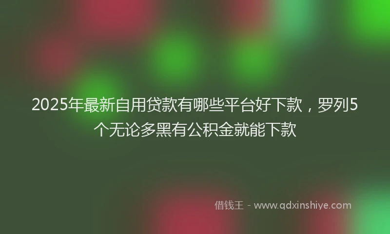 2025年最新自用贷款有哪些平台好下款，罗列5个无论多黑有公积金就能下款