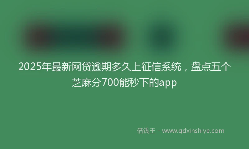 2025年最新网贷逾期多久上征信系统，盘点五个芝麻分700能秒下的app