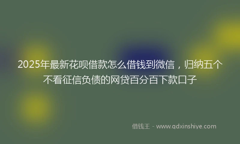 2025年最新花呗借款怎么借钱到微信，归纳五个不看征信负债的网贷百分百下款口子