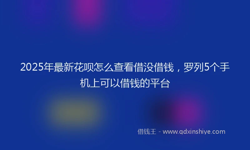 2025年最新花呗怎么查看借没借钱,罗列5个手机上可以借钱的平台