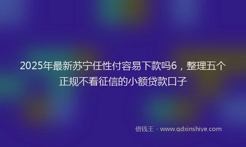 2025年最新苏宁任性付容易下款吗6，整理五个正规不看征信的小额贷款口子