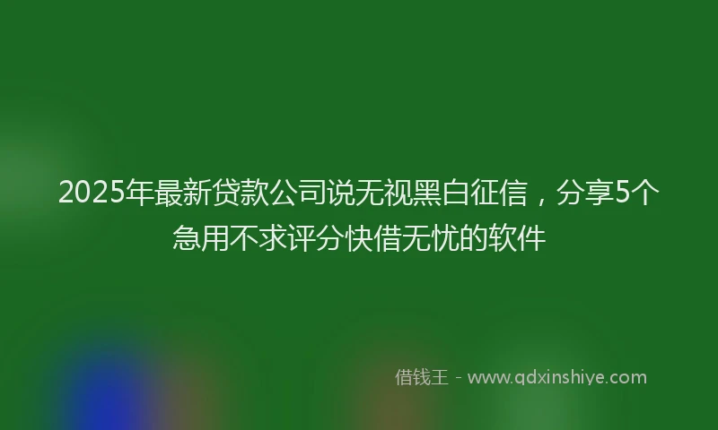 2025年最新贷款公司说无视黑白征信，分享5个急用不求评分快借无忧的软件