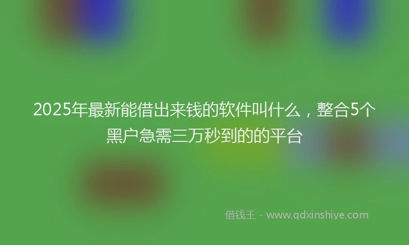 2025年最新能借出来钱的软件叫什么，整合5个黑户急需三万秒到的的平台