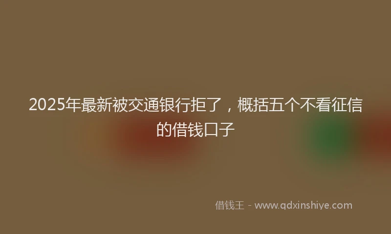 2025年最新被交通银行拒了，概括五个不看征信的借钱口子