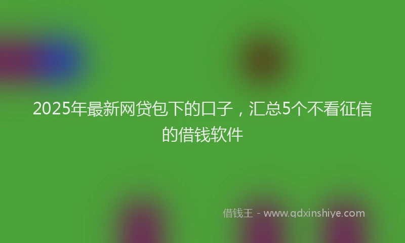 2025年最新网贷包下的口子，汇总5个不看征信的借钱软件