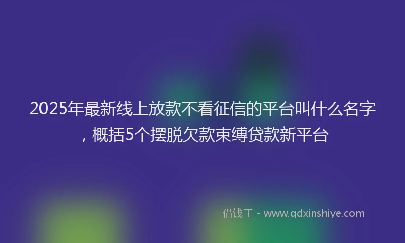 2025年最新线上放款不看征信的平台叫什么名字，概括5个摆脱欠款束缚贷款新平台