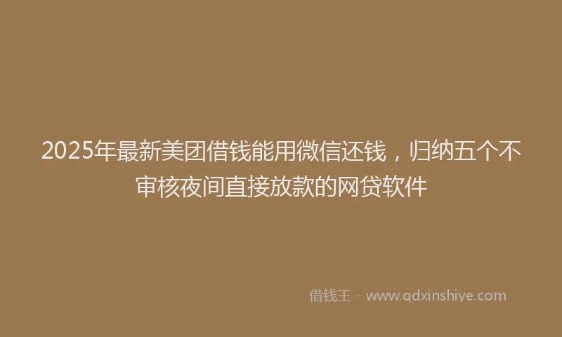 2025年最新美团借钱能用微信还钱，归纳五个不审核夜间直接放款的网贷软件