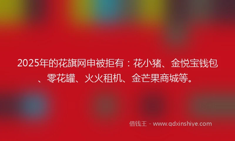 2025年的花旗网申被拒有：花小猪、金悦宝钱包、零花罐、火火租机、金芒果商城等。