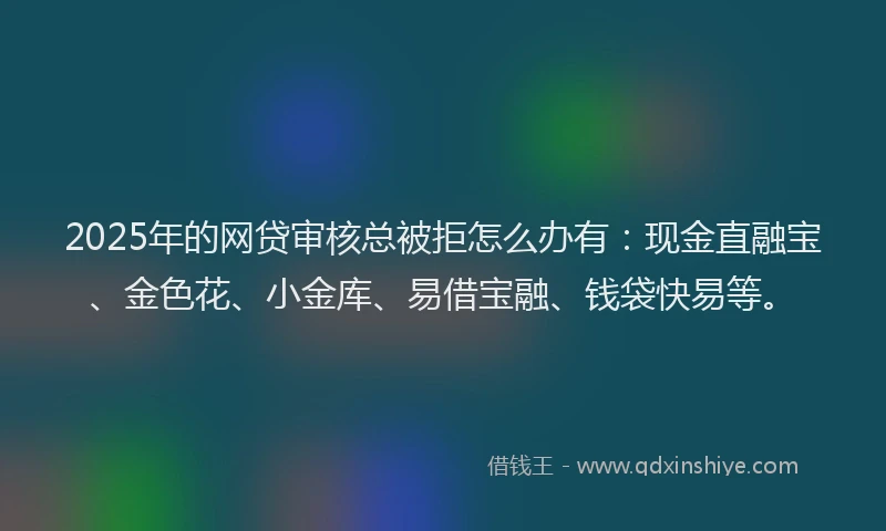2025年的网贷审核总被拒怎么办有：现金直融宝、金色花、小金库、易借宝融、钱袋快易等。