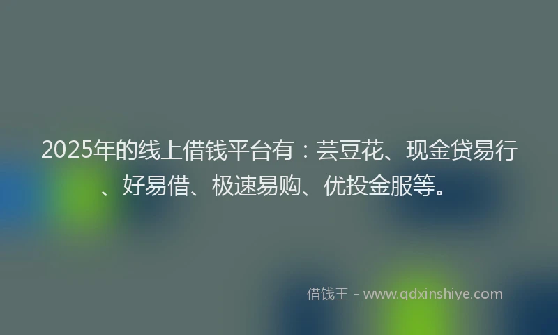 2025年的线上借钱平台有：芸豆花、现金贷易行、好易借、极速易购、优投金服等。