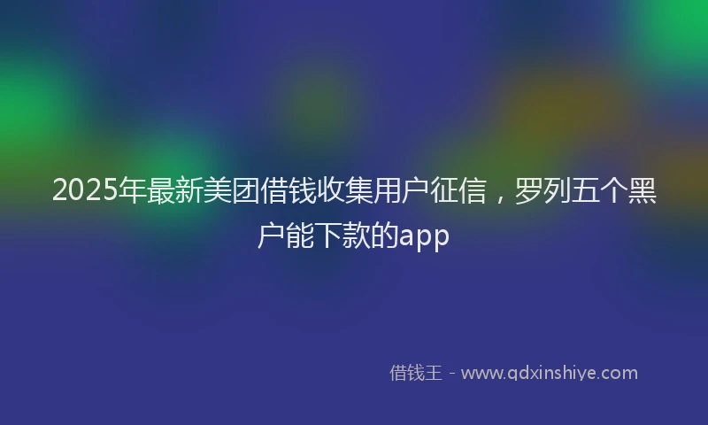 2025年最新美团借钱收集用户征信，罗列五个黑户能下款的app