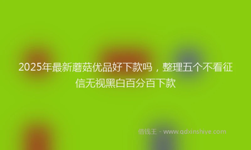 2025年最新蘑菇优品好下款吗，整理五个不看征信无视黑白百分百下款