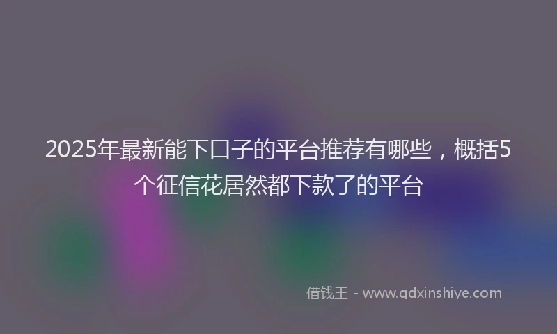 2025年最新能下口子的平台推荐有哪些，概括5个征信花居然都下款了的平台