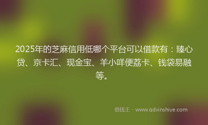 2025年的芝麻信用低哪个平台可以借款有：臻心贷、京卡汇、现金宝、羊小咩便荔卡、钱袋易融等。