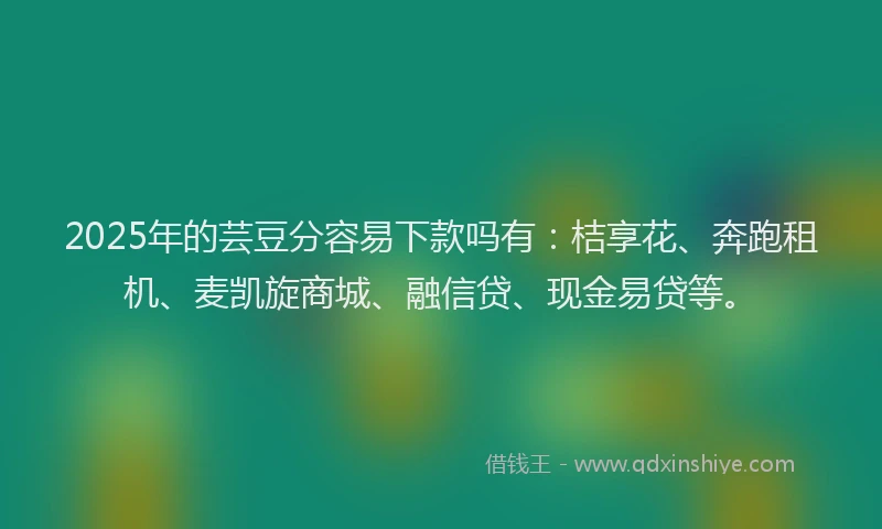 2025年的芸豆分容易下款吗有：桔享花、奔跑租机、麦凯旋商城、融信贷、现金易贷等。