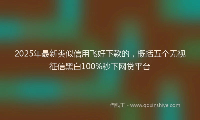 2025年最新类似信用飞好下款的，概括五个无视征信黑白100%秒下网贷平台