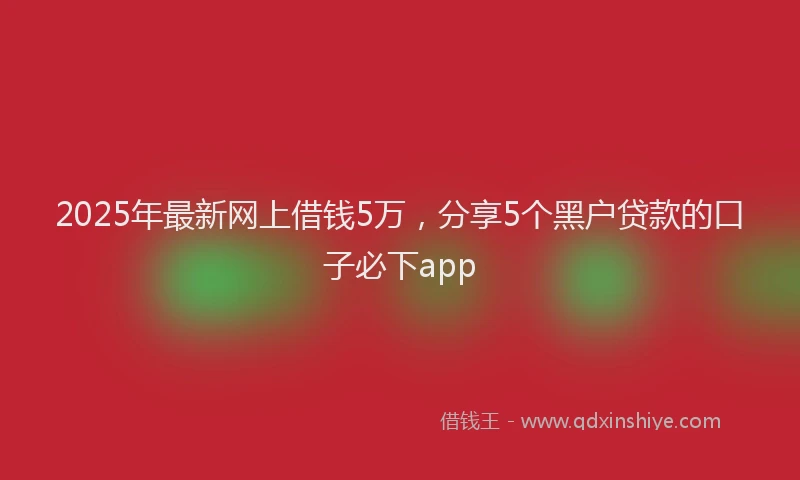 2025年最新网上借钱5万，分享5个黑户贷款的口子必下app